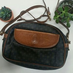 Pollini vintage leather and vinyl crossbody purse
